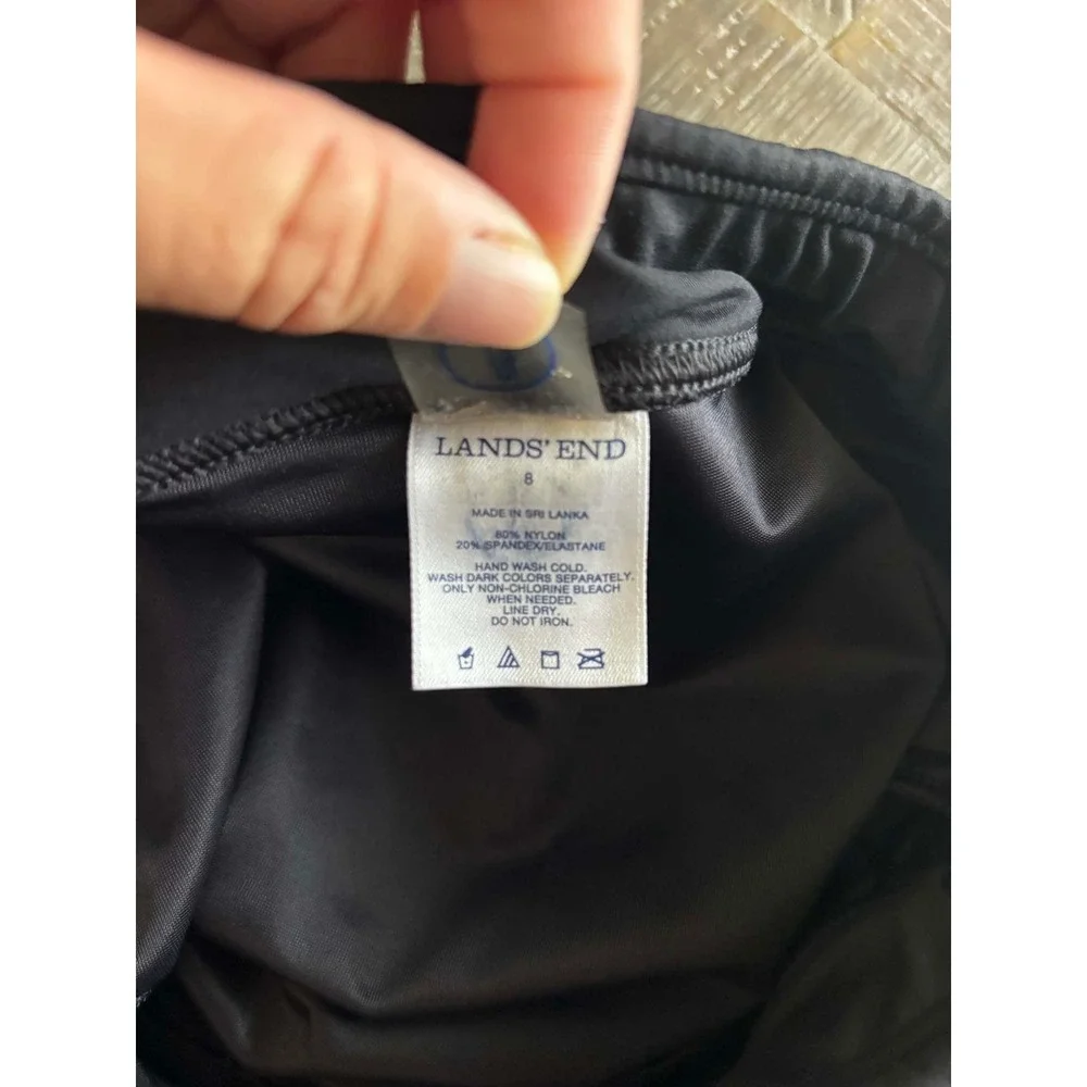 Lands End Womens Black Swim Skirt Size 8 Skort Bottom Attached Briefs